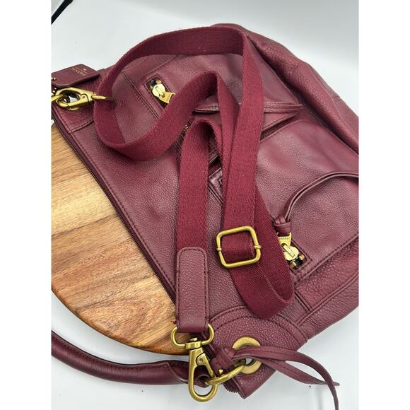 Fossil Handbag Purse Purple Pebble Leather Crossbody Or Shoulder Zip Boho Chic - Picture 10 of 16